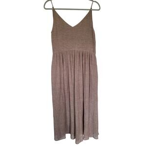 Jeana Sohn Brown Multicolor Linen Cotton Midi Dress Size 1